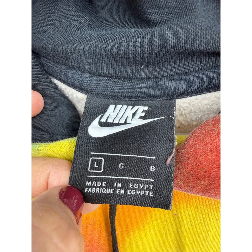 Nike Just Do It Tie Dye Pullover Hoodie Mens Large Yellow Red Blue Graphic
